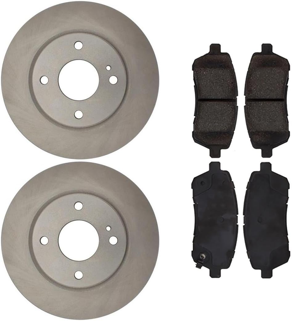 Front Brake Kit fits Ford Fiesta 1.6L 2011 2012 2013 2014 2015 2016 2017 2018 2019, fits Fiesta 1.0L 2014, Ceramic Brake Pads and Rotors Kit Replace 3-PC Set