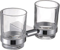 KETTEL Chrome Bathroom Hardware Set， Gold Holder Bathroom Accessories，Wall-Mounted Bathroom Rack Accessory Set，Fixtures Accessories Kit (Color : Double Cup Holder)