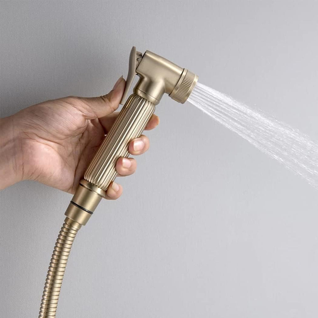Bidet Sprayer for Toilet,Brass Handheld Bidet Sprayer Hot and Cold Cloth Diaper Sprayer Kit Bathroom Toilet Bidet Attachment Set,Gold,Silver