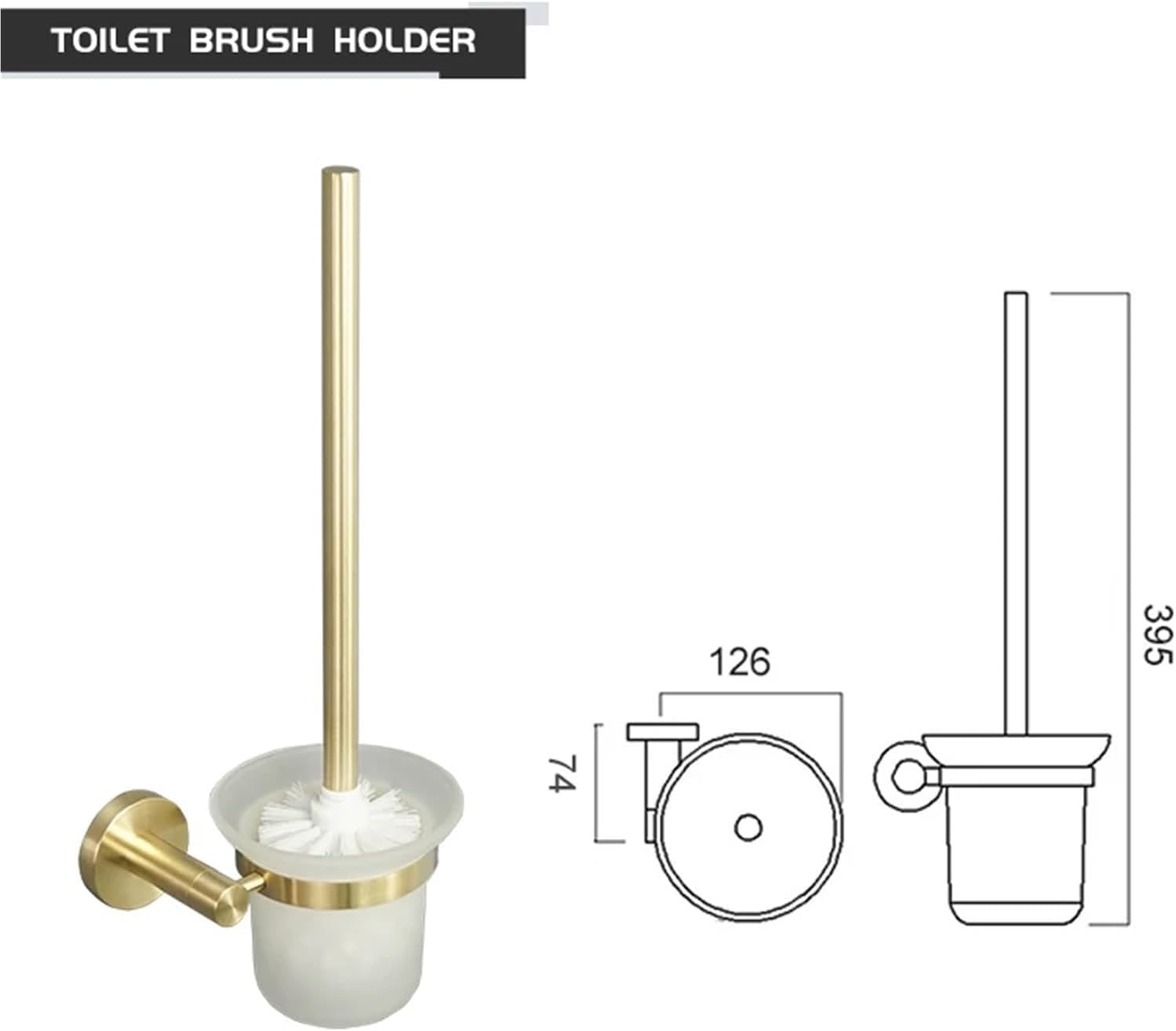 Gold Bathroom Accessories Towel Bar Rail Shelf Toilet Holder Wall Mount Paper Holder Robe Hook Soap Dispenser Towel Ring(Toilet Brush Holder)
