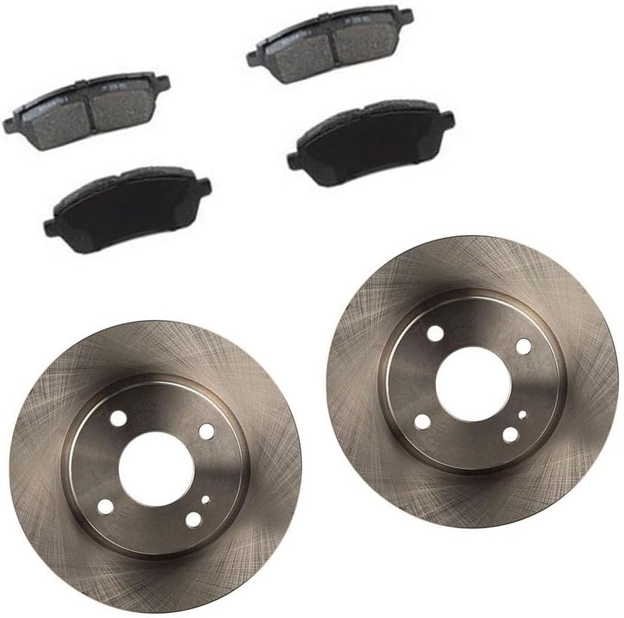 6X Vented Brake Rotor and Semi-Metallic Pads Front Replacement Brakes Kit fits Ford Fiesta 1.0L 2014 2015 2016 2017, fits Fiesta 1.6L 2011 2012 2013 2014 2015 2016 2017 2018 2019
