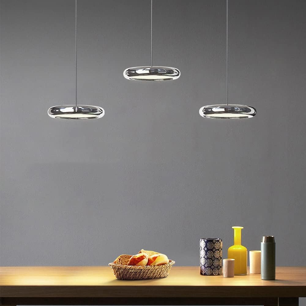 Postmodern Metal Pendant Light LED Dimmable Ceiling Hanging Lamp 1, Home Adjustable Suspended Fixture - Kitchen Dining Table Chandelier Silver Gold,Chandelier