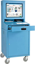 Global Industrial Mobile Security LCD Computer Cabinet Enclosure for 24' Diagonal Monitors, Steel Construction, Blue Powder Coat Finish, 24-1/2'W x 22-1/2'D x 62-3/4'H