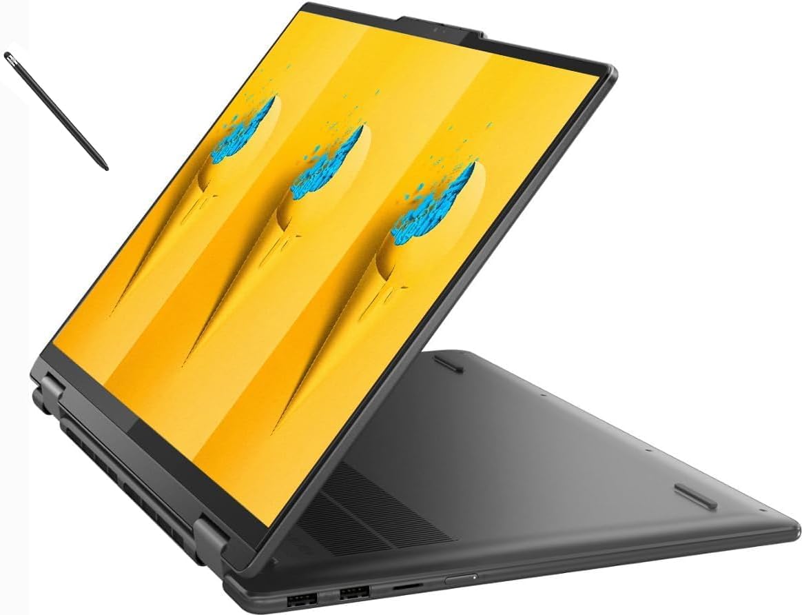 Lenovo Yoga 7i 2-in-1 16' WUXGA Touchscreen Laptop, Intel Core i5-1335U, 8GB RAM, 512GB SSD, Backlit Keyboard, Fingerprint Reader, Windows 11 Home, Storm Grey