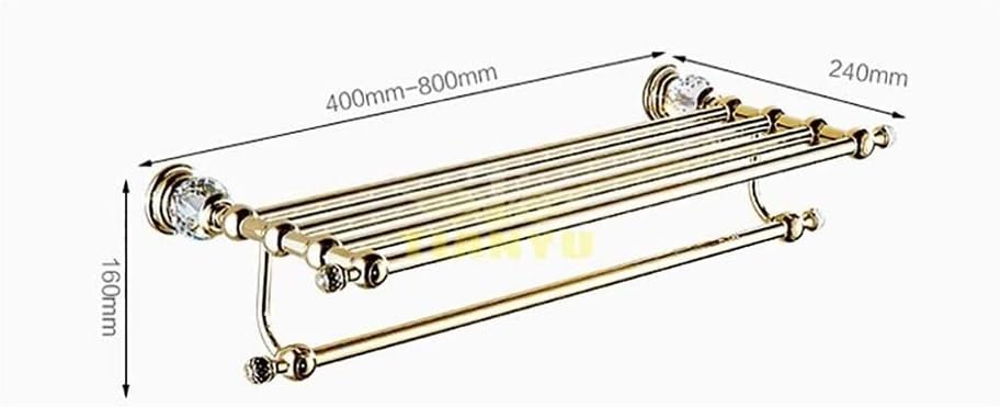 ZWJ-Towel Rack Europe of Double Crystal Towel Rack, Wall Shelf Bathroom with A Single Towel Rail, Round Base and Mount The Gold Rust Bath Towel Rack Bar Holder (Size : 50cm)