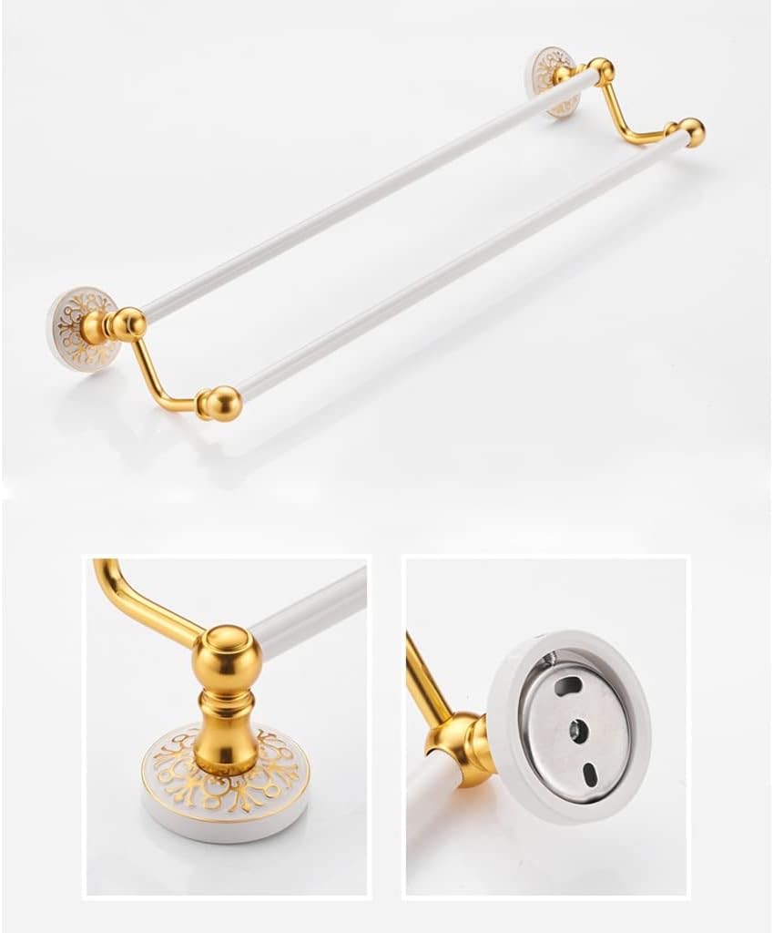 Towel Rack Platinum European Towel Rack Bar Rail, Space Aluminum Gold Towel Shelf, Tissue Paper Holder, Bathroom Accessories Set Bathroom Hardware/Double Rod The New