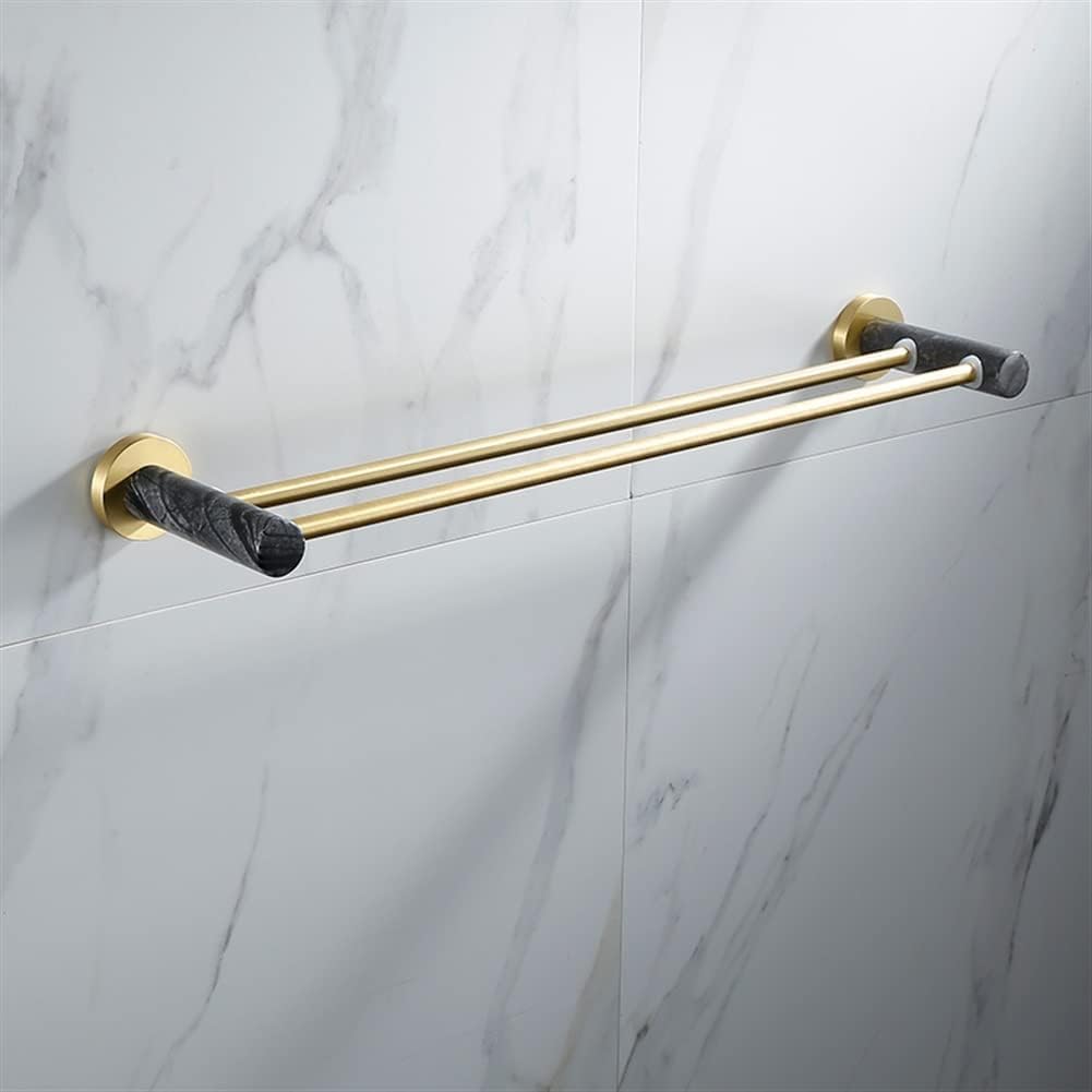 Towel Rail for Bathroom, Brushed Gold Towel Bar Wall Mounted Bathroom Accessory Towel Holder Rod Hand (Color : Double Rod Towel Rack)