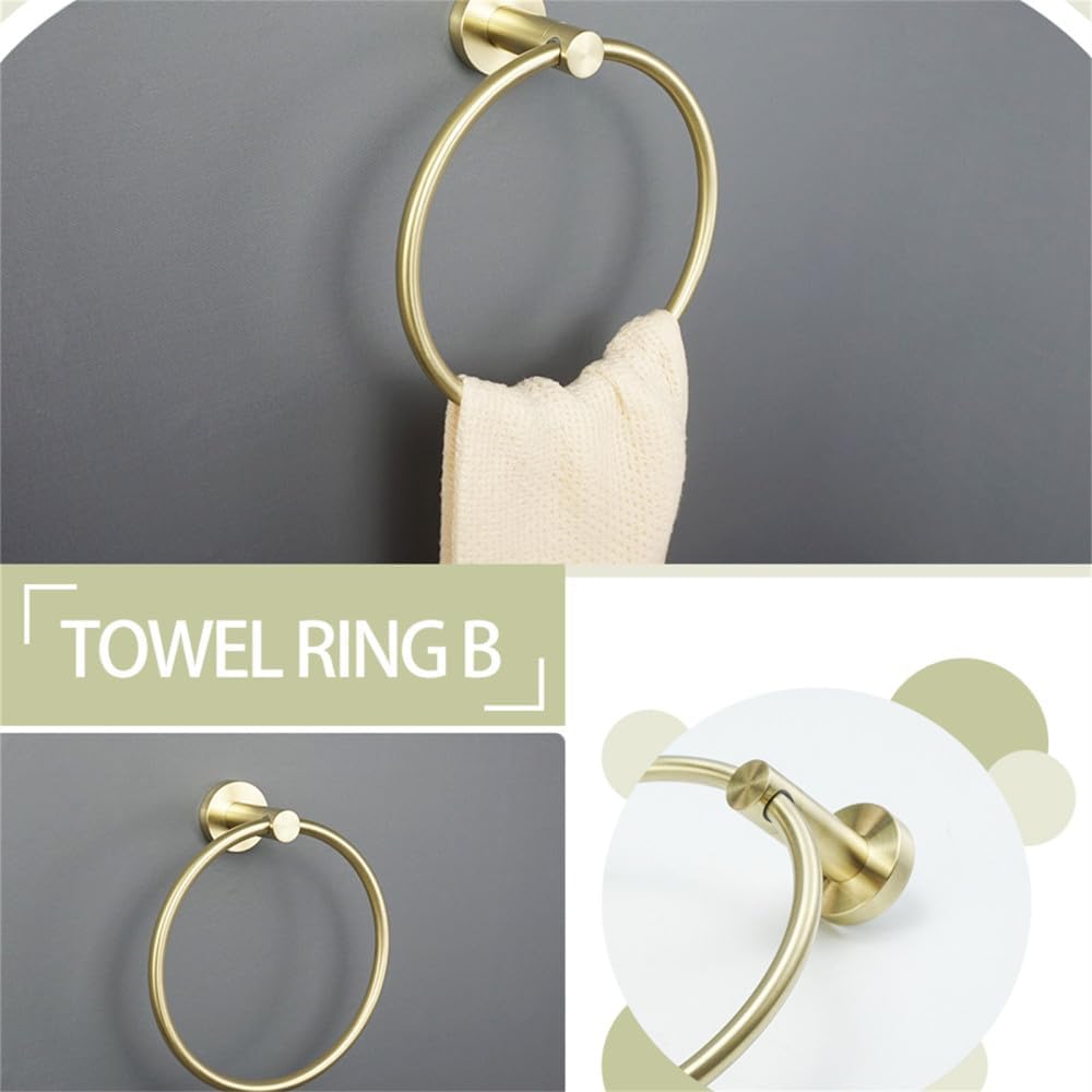 Towel Rack Brushed Gold Wall Mount Shelf Toilet Bathroom Hardware Paper Holder Towel Rack Rod Hanger Bathroom Accessories Single Towel Rack B