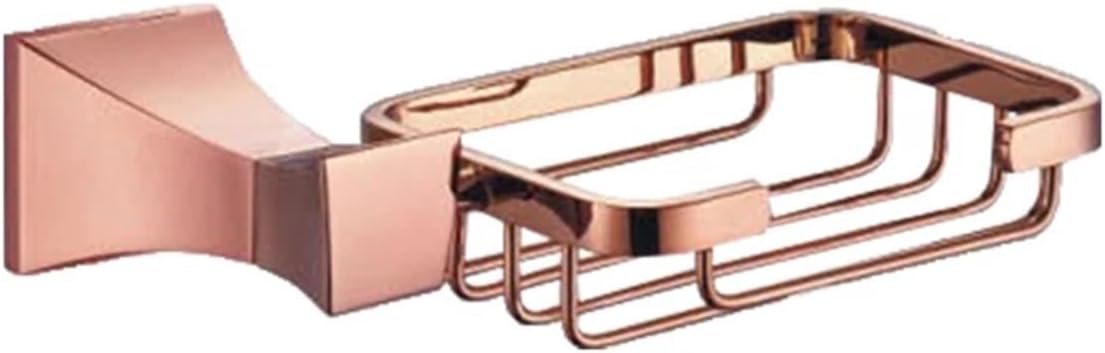 Square Paper Holder Robe Hook Towel Bar Ring Glass Rack Soap Holder Toilet Holder Tumbler Rose Gold Bathroom Accessories(Soap Basket)