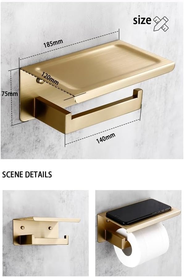 Brushed Gold Bathroom Accessories Set Toilet Brush Holder Toilet Paper Towel Bar Rail Rack Hanger Hook Soap Dish Hardware,Shelf Paper Holder