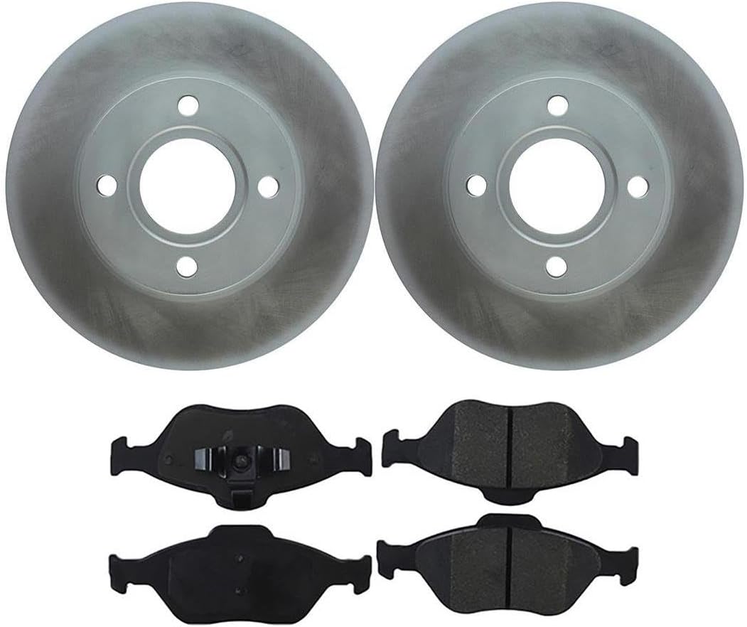 4Pack Front Brake Kit - Brake Pads and Rotors Kit Automotive Replacement Brake Kits for Ford EcoSport 2012 2011 2010 2009 2008 2007 2006 2005 2004 for Ford Fiesta 2009 2008 2007 2006 2005