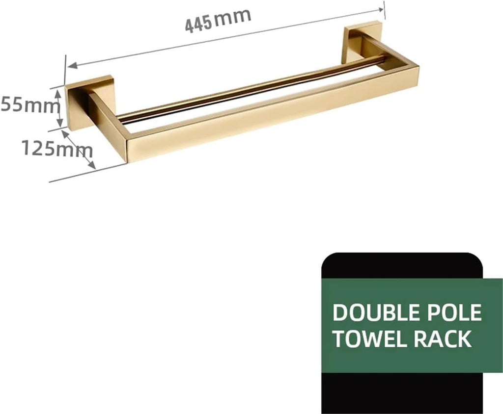 Matte Gold Towel Rack 304 Stainless Steel Towel Bar Double Towel Shelf Paper Holder Tissue Holder Toilet Holder(Double Bar-40)