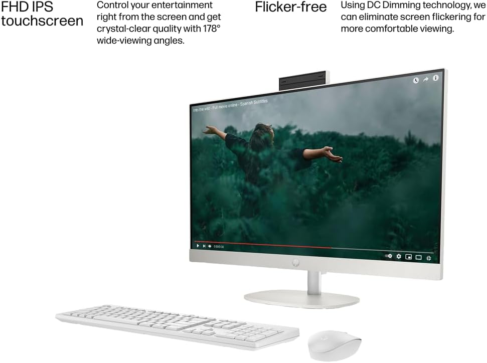 HP 27 inch All-in-One Desktop PC, FHD Touchscreen, AMD Ryzen 5 7520U, 16 GB RAM, 1 TB SSD, AMD Radeon Graphics, Built-in-Speaker, Windows 11 Pro