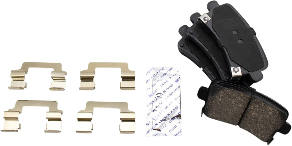 TRQ Rear Brake Pad and Rotor Set Ceramic Solid Rotors Calipers Compatible with 2014-2015 Chevrolet Malibu L4 2.0L