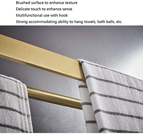Towel Holder Double Bars Towel Racks with Hooks Bathroom Brushed Space Aluminum Towel Shelves Bath Wall Mount Towel Holder Towel Rack/Gold，