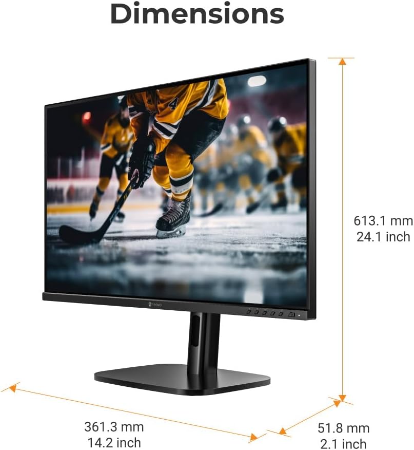 AG Neovo MH2404 24 Inch Height Adjustable 144Hz Full HD Monitor with Ergonomic Stand, Tilt, Swivel, Pivot, HDMI, DisplayPort, Adaptive Sync, Speakers