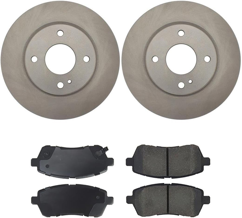 Front Brake Pads and Rotors Kit, (Set of 3) Automotive Replacement Brake Kits Dwvksz, for Ford Fiesta 1.6L 2011 2012 2013 2014 2015 2016 2017 2018 2019, for Ford Fiesta 1.0L 2014
