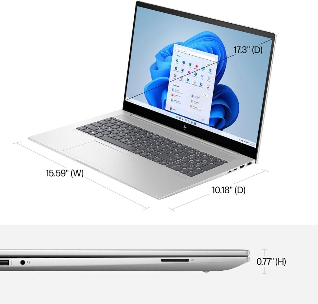 HP Envy 17 inch Laptop 2023 17.3' FHD 1920 x 1080 Touchscrenn, Intel Core i7-13700H, 14-core, Intel Iris Xe Graphics, 16GB DDR4, 1TB SSD, Backlit Keyboard, Thunderbolt 4, Windows 10 Home