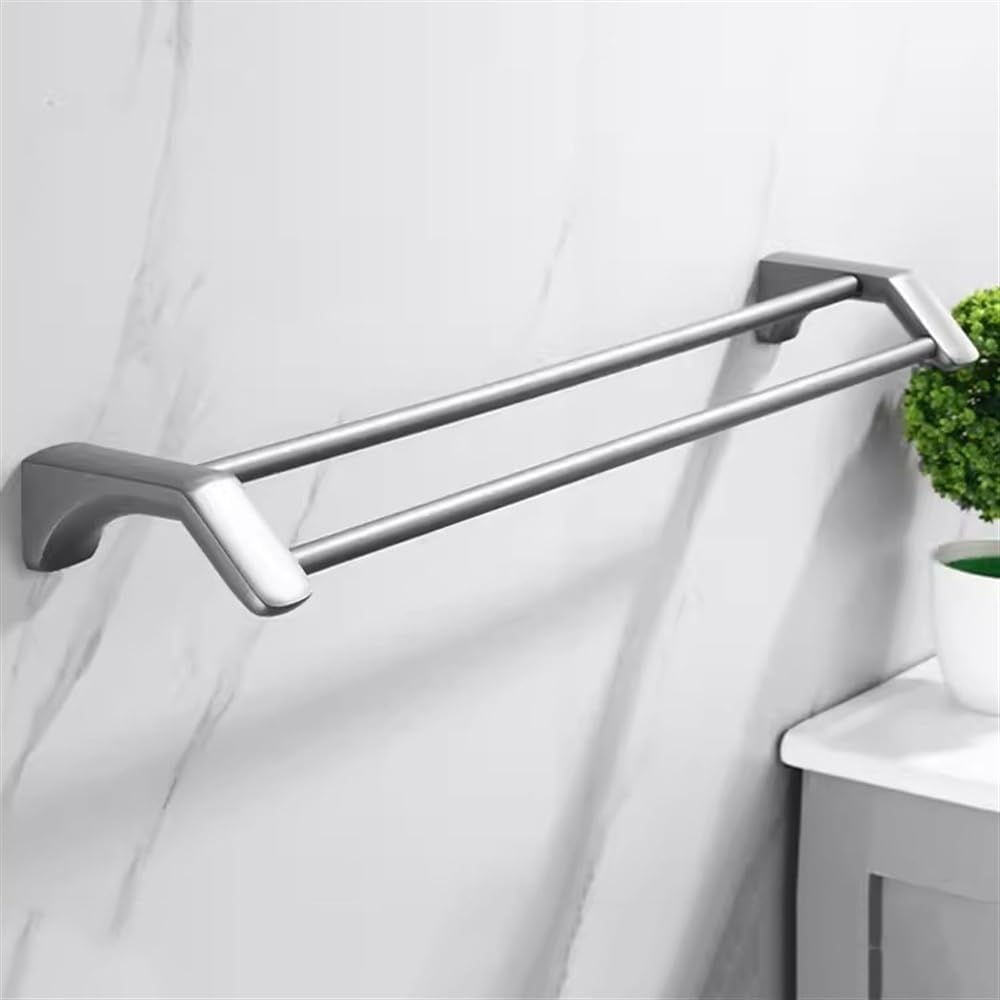 Shower Shelves Double Towel Bars for Bathroom, Stainless Steel Double Bath Towel Rod, Wall Mounted Towel Holder No Drilling Double Towel Rail Hanger Shower Storage Rack Shelf