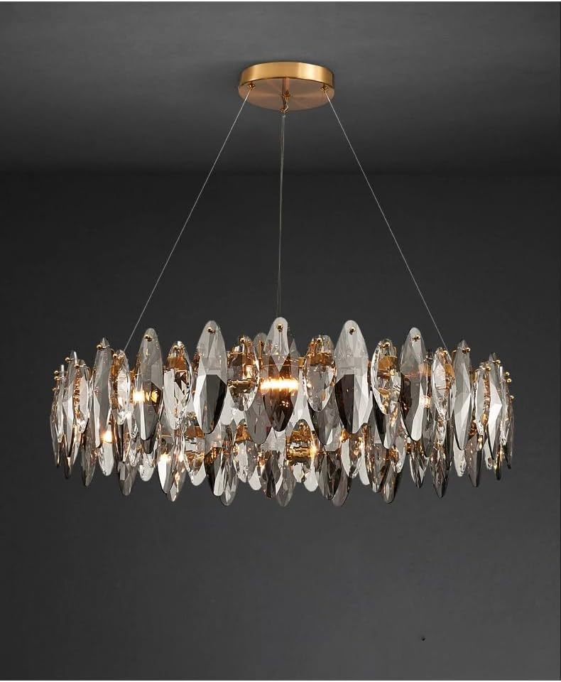 LED Postmodern Crystal Leaves Silver Gold Chandelier Hanging Lamp Lighting Lustre Chandelier Lighting for Dinning Room,Dining Light Fixtures