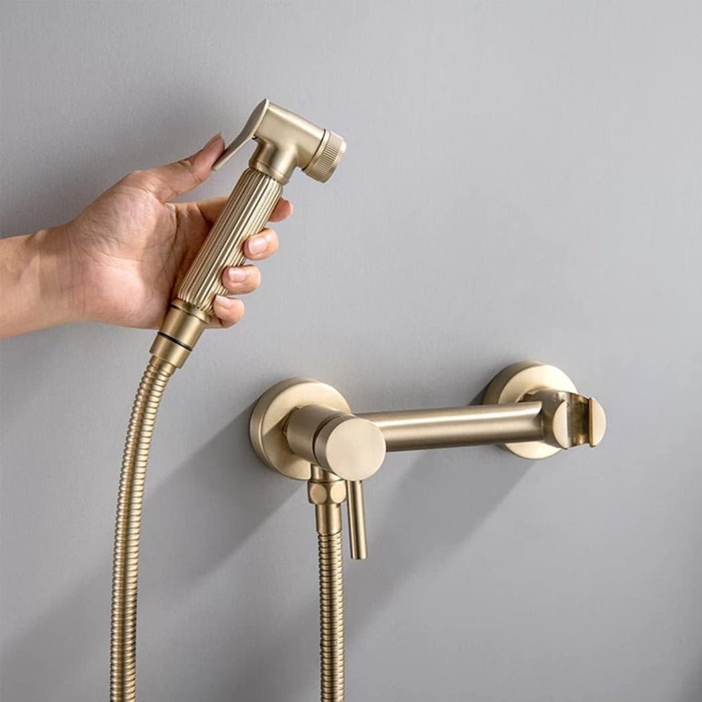Bidet Sprayer for Toilet,Brass Handheld Bidet Sprayer Hot and Cold Cloth Diaper Sprayer Kit Bathroom Toilet Bidet Attachment Set,Gold,Silver