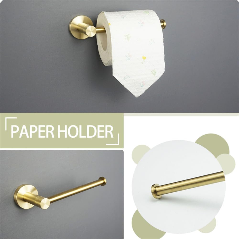 Towel Rack Brushed Gold Wall Mount Shelf Toilet Bathroom Hardware Paper Holder Towel Rack Rod Hanger Bathroom Accessories Single Towel Rack B