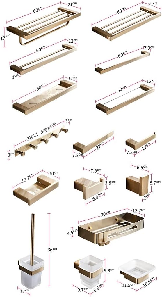 LSLYTQ Nordic Gold Towel Rack, 304 Stainless Steel Bathroom Storage Rack Towel Bar Combination Set