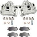SCITOO Front Left & Right Brake Kit [4] Brake Pads [2] Brake Disc Calipers w/Bracket Compatible With 2002-2007 for Jeep for Liberty