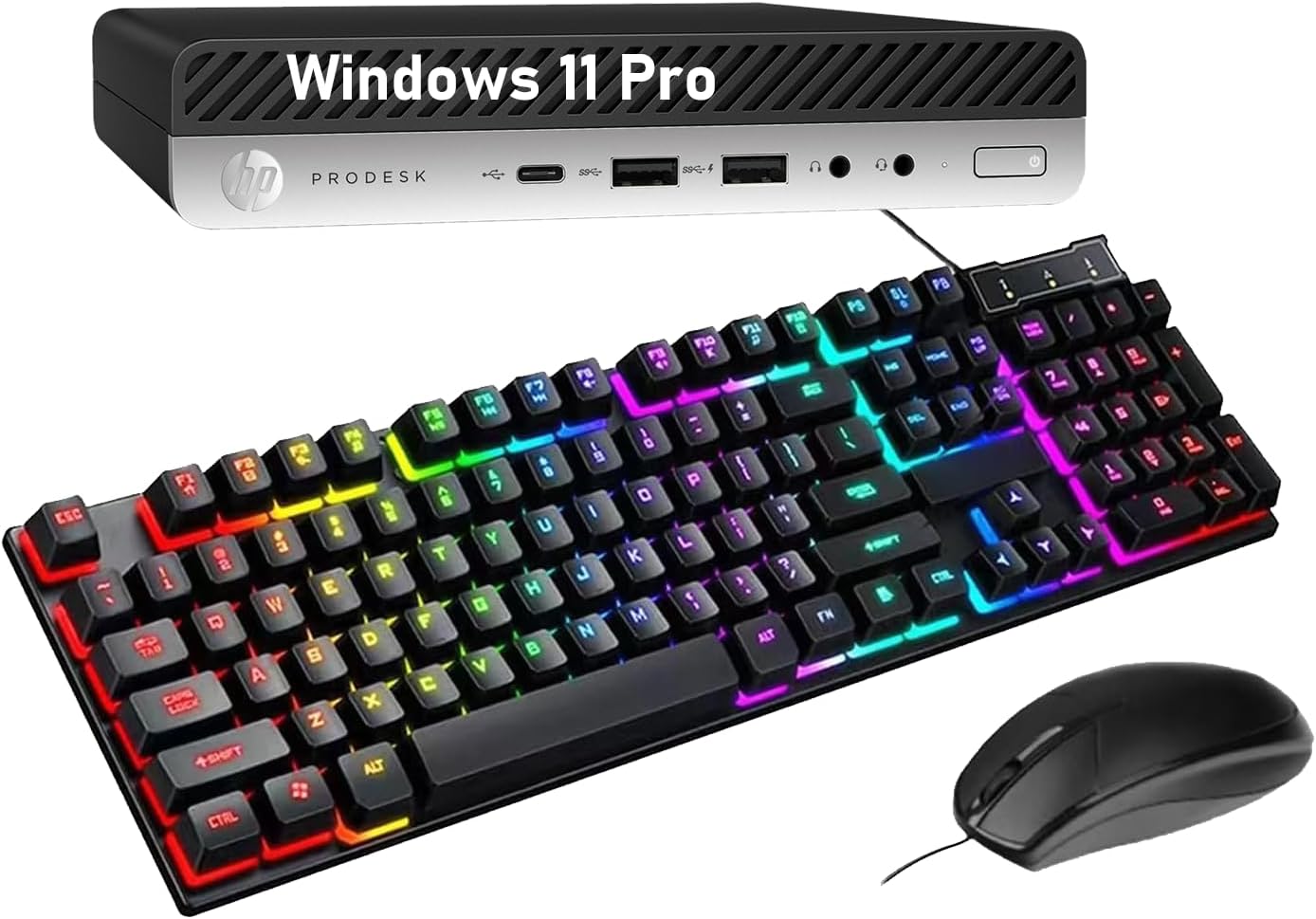 HP ProDesk 600 G4 Mini Desktop Computer w/ 24in Monitor, 600G4 Mini Computer Win11 Core 8th 3.5GHz, 8GB RAM, 256GB SSD, RGB Keyboard, HDMI (Renewed)