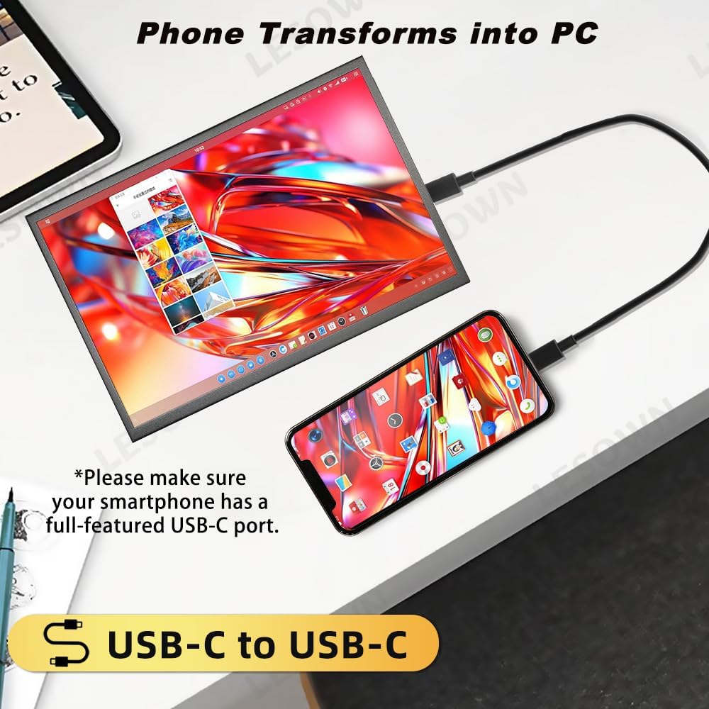 10.1 inch Touchscreen Small Portable Monitor 2.5K 2560x1600 IPS Screen Display USB-C HDMI Travel Secondary Computer Monitor for CCTV Gaming Windows PC with Speakers