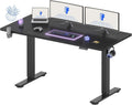 FLEXISPOT 63x32 Inch Electric Large Standing Desk for Home & Office, Spacious Splice Board Desk with Cable Management & Organizer, Cup Holder & Hook, Black