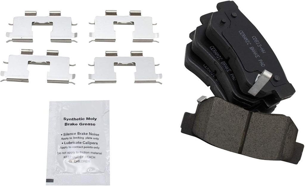 TRQ Rear Brake Pad and Rotor Set Ceramic Solid Rotors Calipers Compatible with 2006-2008 Hyundai Sonata 2005-2009 Tucson 2006-2010 Kia Optima 2005-2010 Sportage