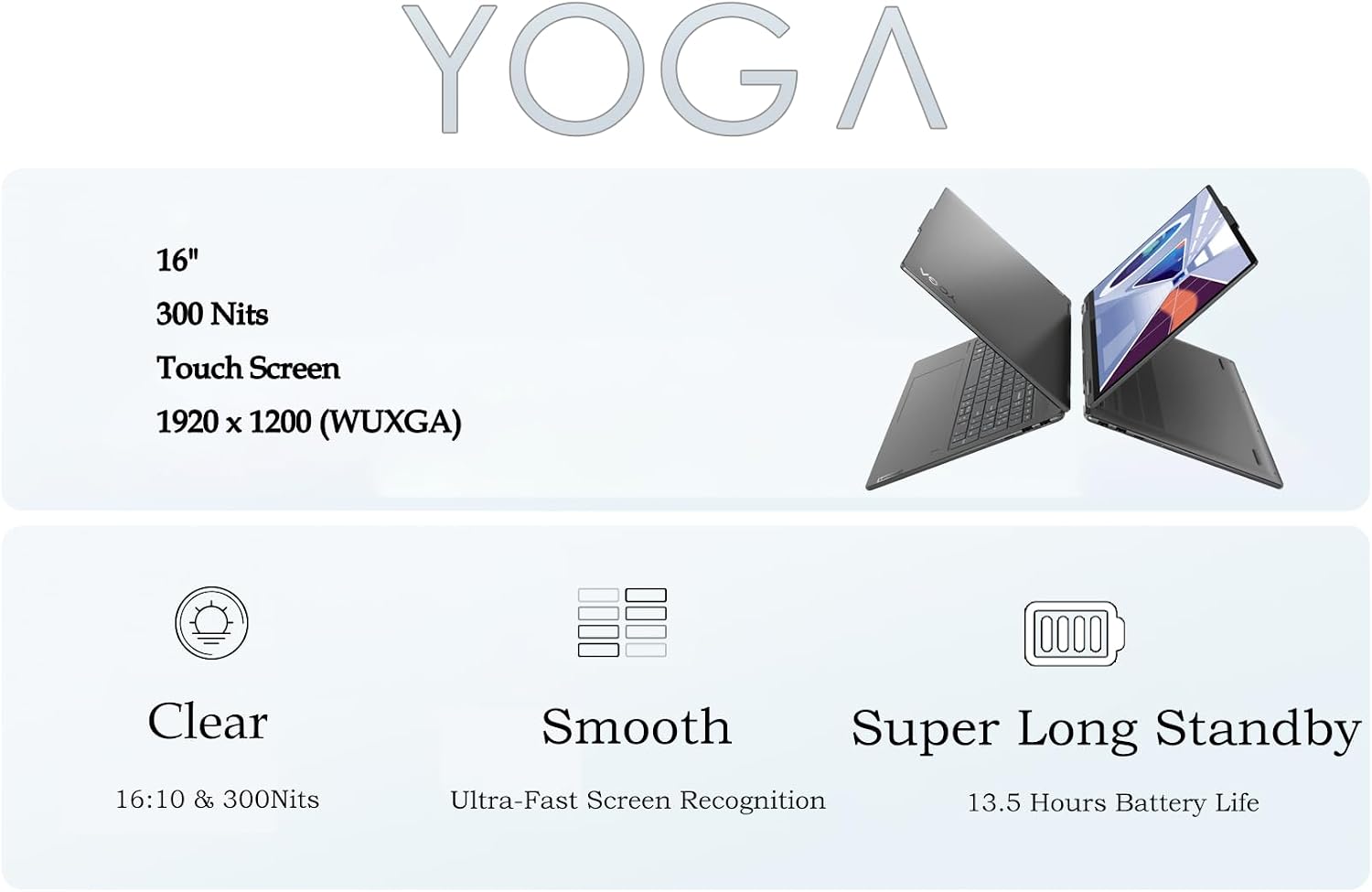 Lenovo - Yoga 7i 16' 16:10 300 Nits WUXGA 2 in 1 Touch-Screen Laptop – 12-Core Ultra 5 125U(Beats i7 1355U) - 2xThunderbolt4 - Wi-Fi6E - Backlit KB- Storm Grey Win11 W/Cloth (16GB RAM | 512GB SSD)