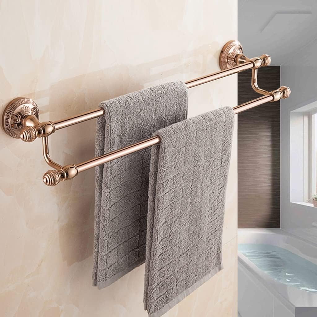 Hand Towel Bar Rack, Bathroom Towel Holder, Rose Gold Bathroom, Bathroom Hotel/Home Bathroom Storage Towel Rack, Towel Rail, Bathroom Shelf/Double Pole Bathroom (Color : Double Pole)