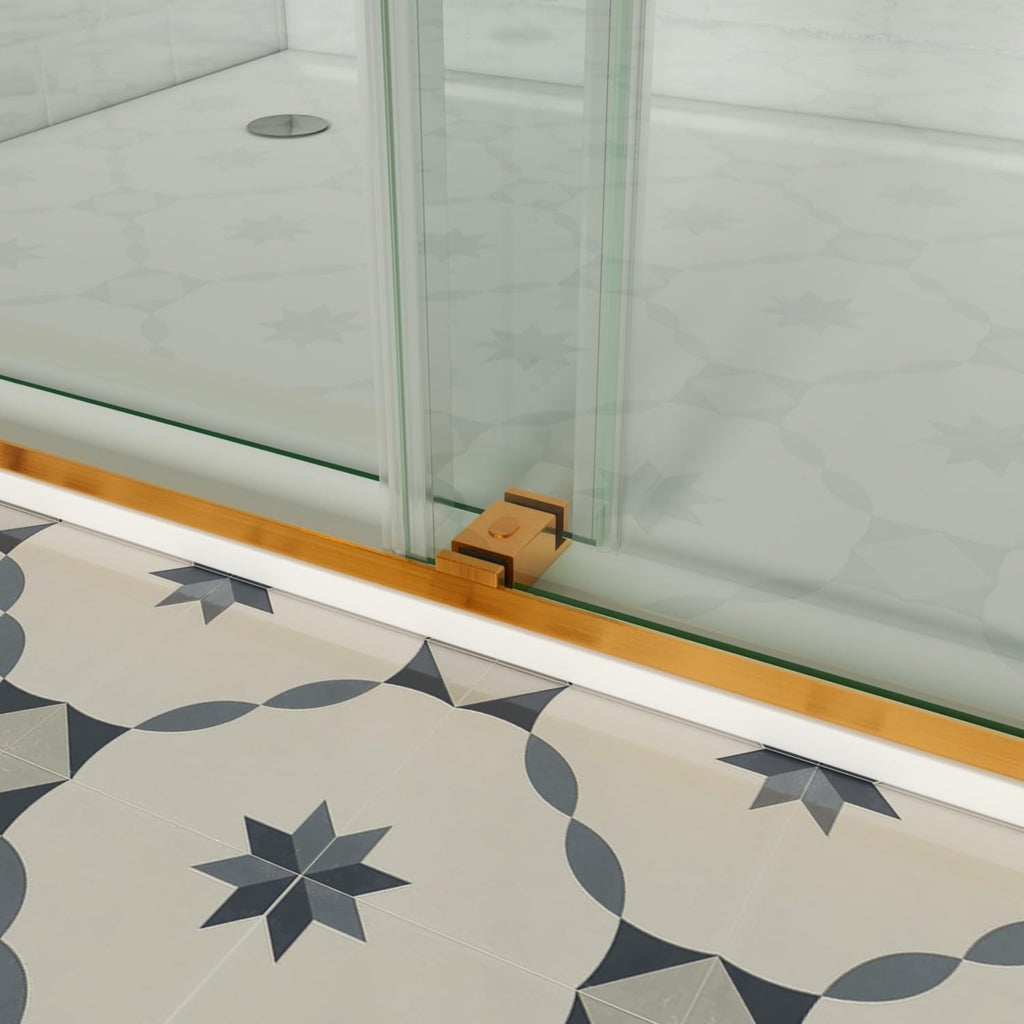 Frameless Bathtub Sliding Shower Door 56'-61' W x 66' H, Gold