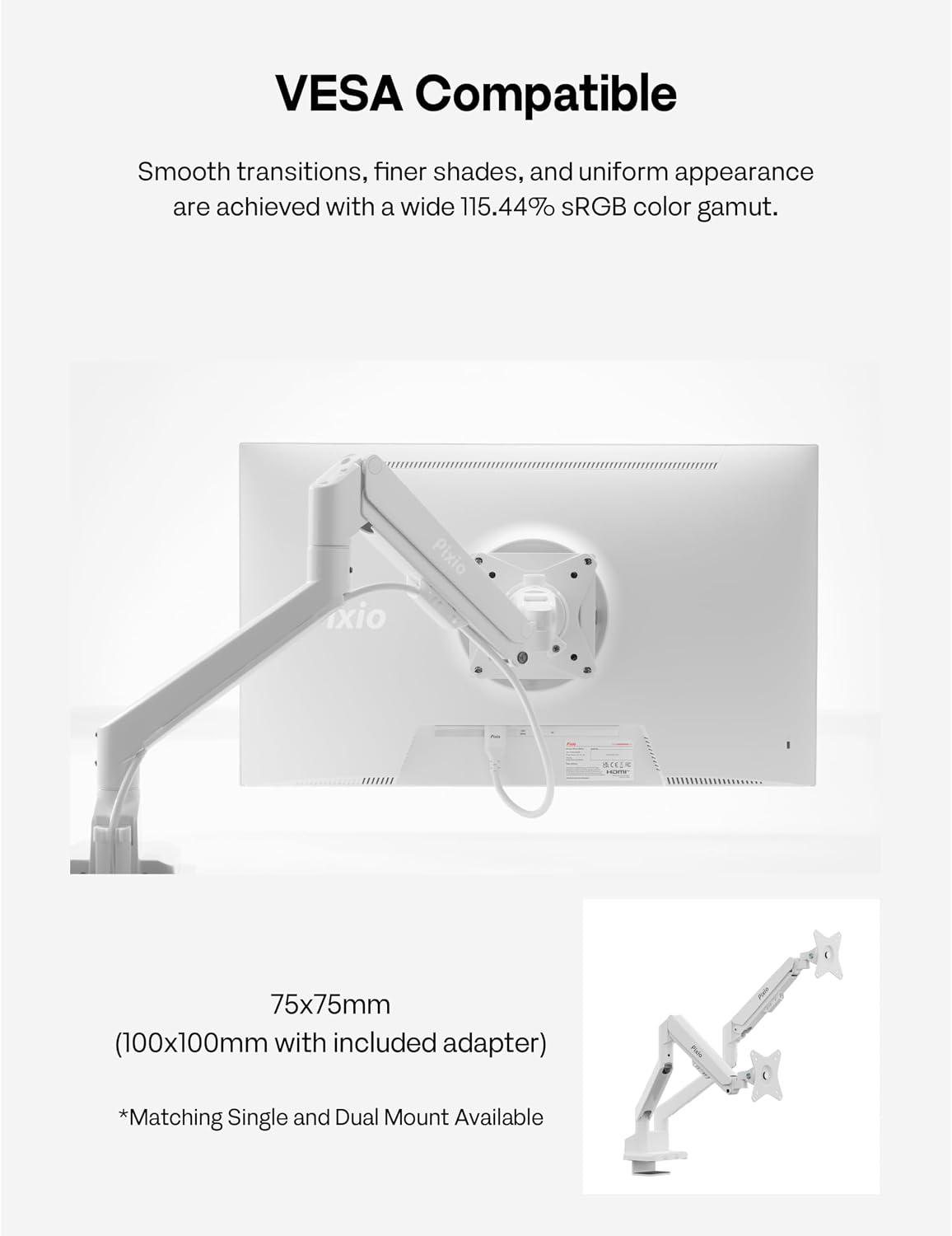 Pixio PX246 Wave White 24 inch 120Hz Refresh Rate FHD 1080p Resolution IPS Panel 4ms GTG Response Time Gaming Monitor with Adaptive Sync