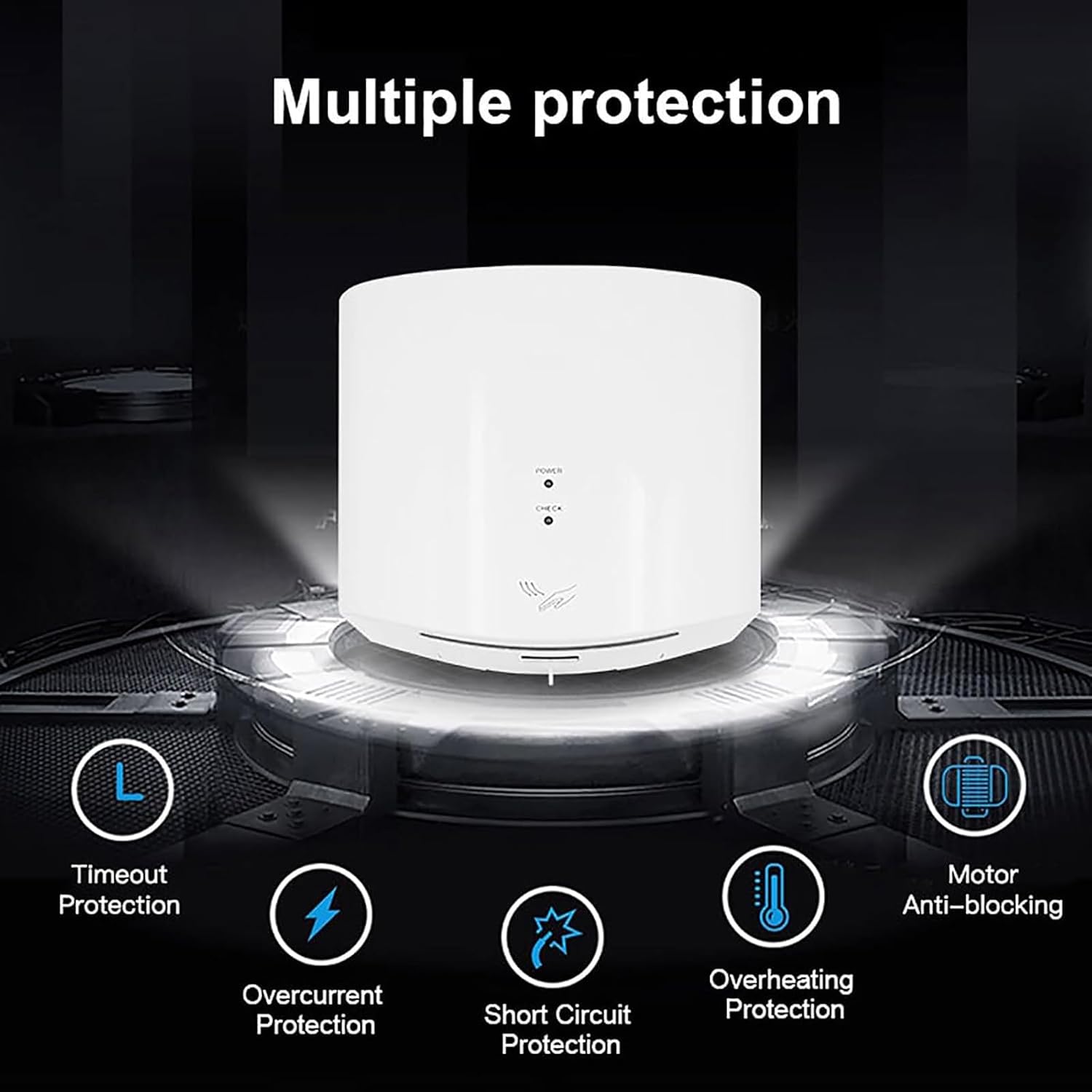 1400w Automatic Hands Free Hand Dryer | Energy Efficient High Speed Drier for Washrooms Bathrooms & Toilets in Retail, Commercial and Hospitality Venues,Gold (Silver)