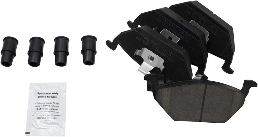 TRQ Front Brake Pad and Rotor Set Ceramic Rotors Calipers Hoses Compatible with 2005 Volkswagen Jetta