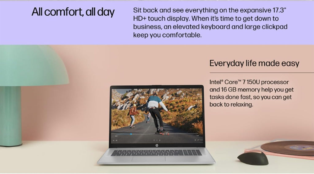 HP 17.3' Touchscreen Laptop | Intel 7-150U Processor (10-Core) | 64GB RAM | 1TB Storage (512GB PCIe SSD + 512GB External Hard Drive) | Backlit Keyboard | Wi-Fi 6 | Windows 11 Pro | w/WOWPC Bundle