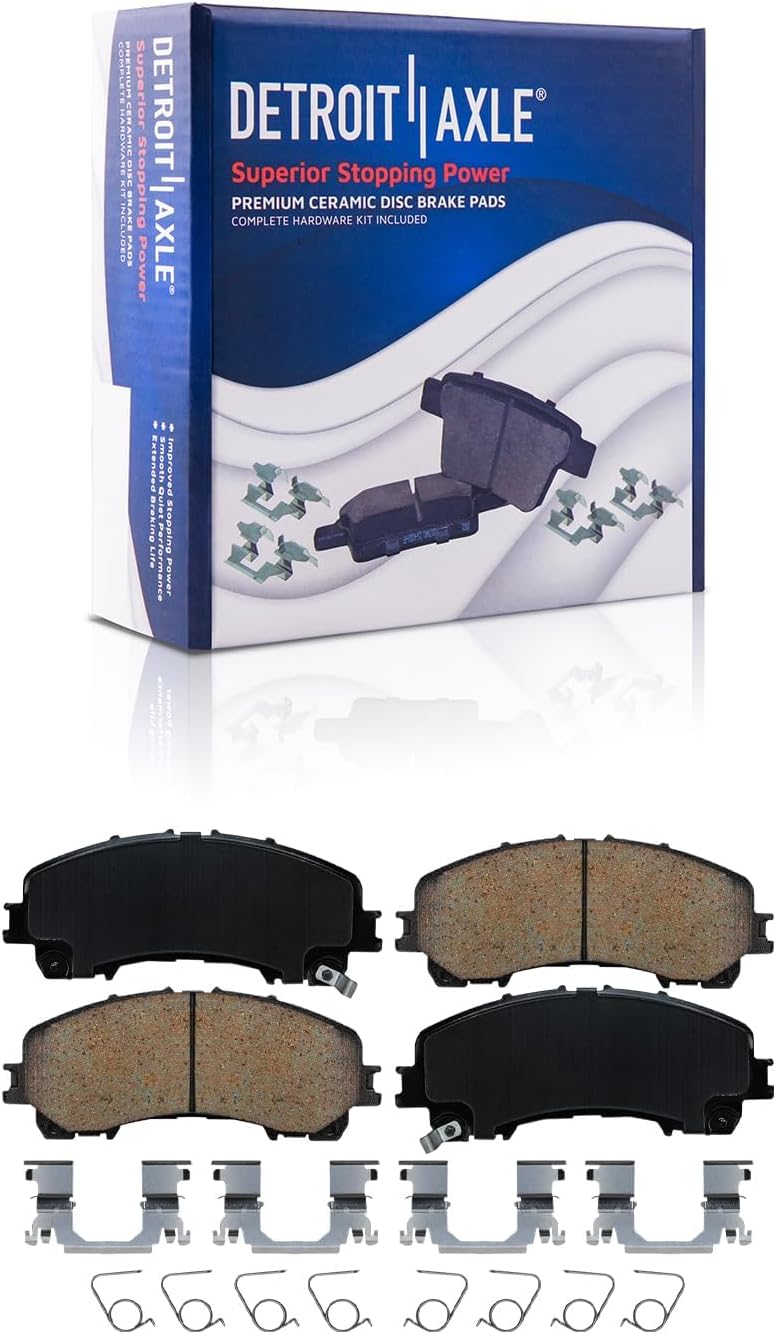 Detroit Axle - Wheel Bearing Hubs Brake Kit for 2014-2019 Nissan Rogue, Wheel Bearing Hubs Front Rear Disc Brake Rotors Ceramic Brake Pads Replacement: 12.60 inch Front Rotor