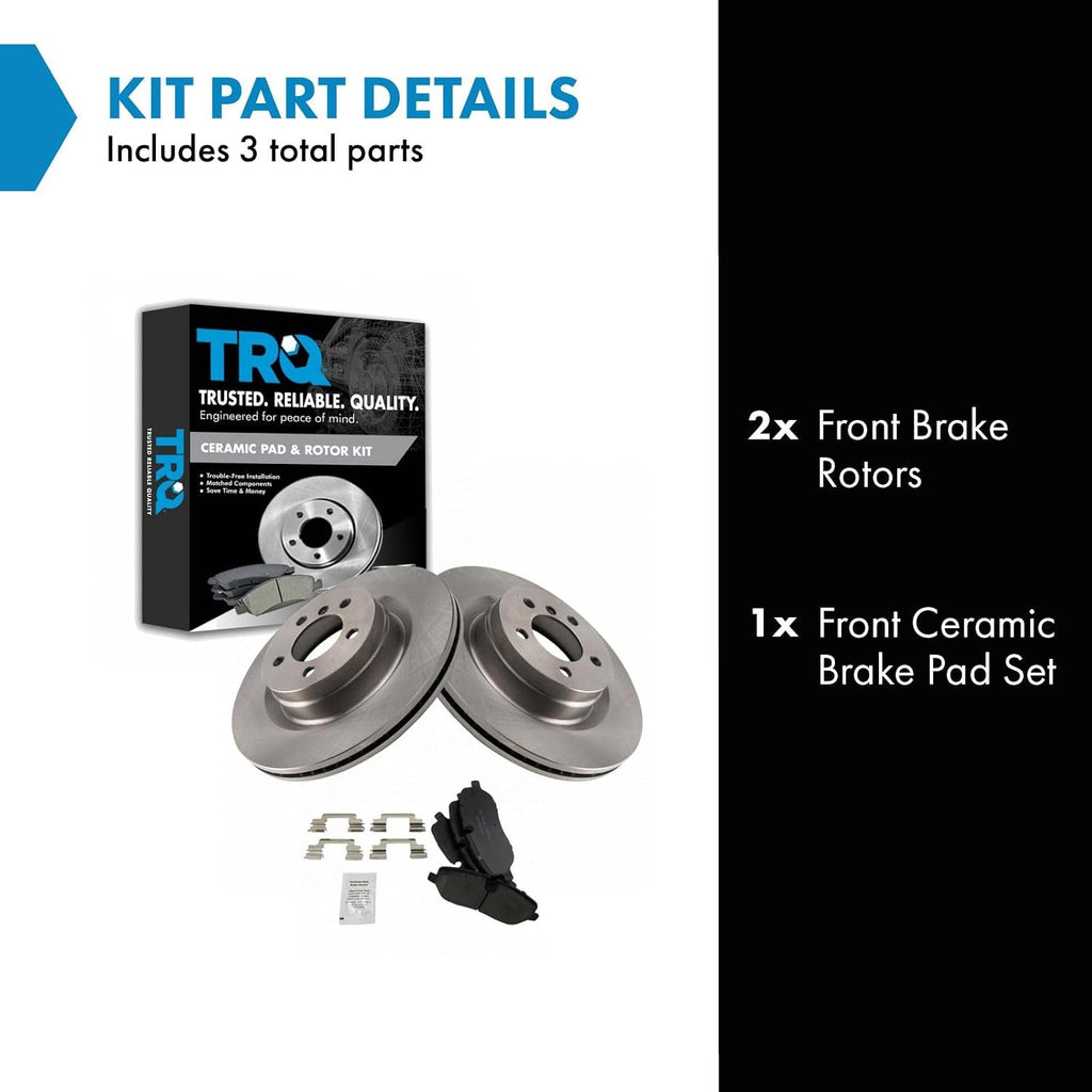 TRQ Front Brake Pad and Rotor Set Ceramic Compatible with 2006-2009 Land Rover Range Rover