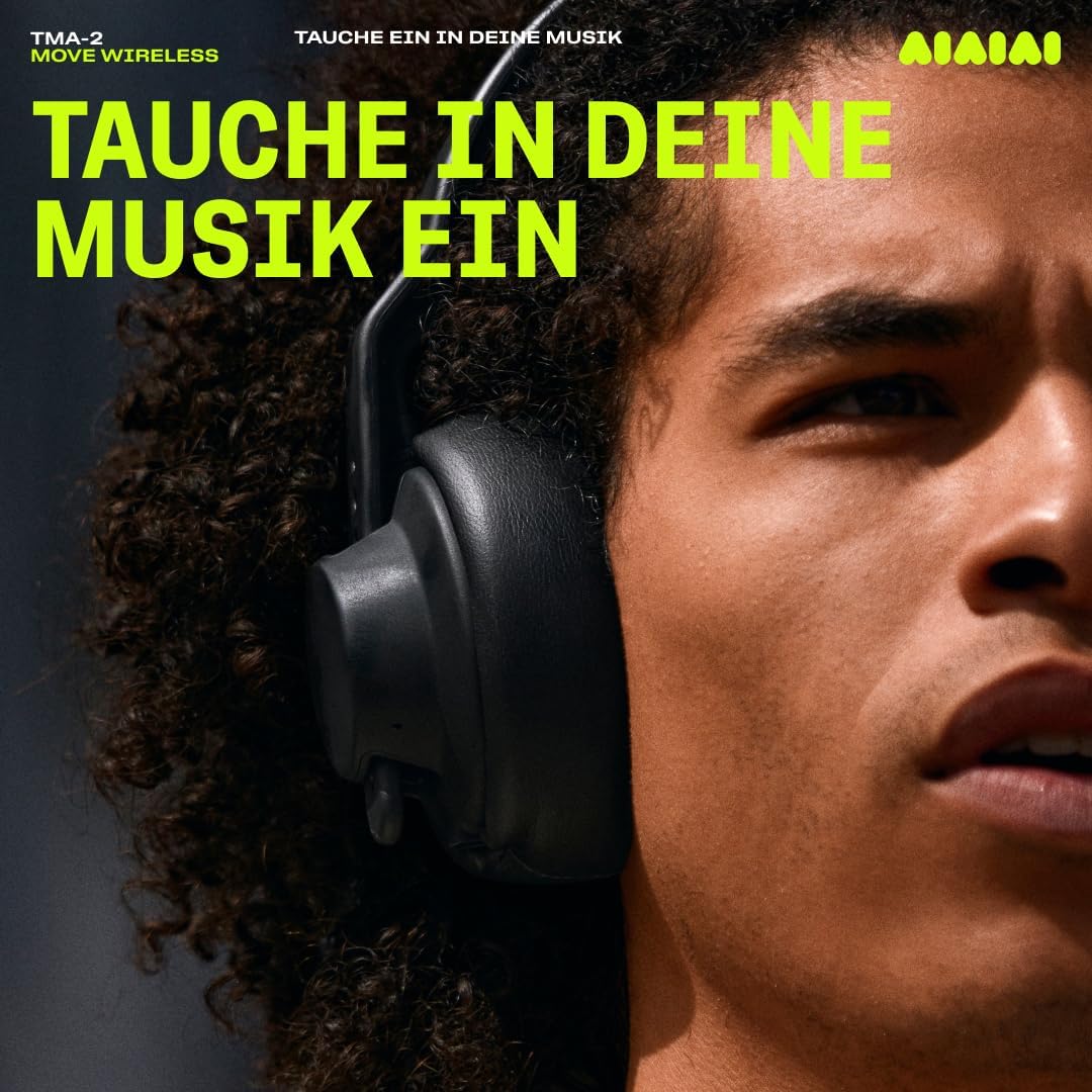 AIAIAI TMA-2 Move Wireless Headphones - Bluetooth 5.3, S11 Bio-Diaphragm Drivers, 40+ Hour Battery, Modular Design - Black Over Ear Headphones with X03 Transmitter Compatible for Ultra-Low Latency