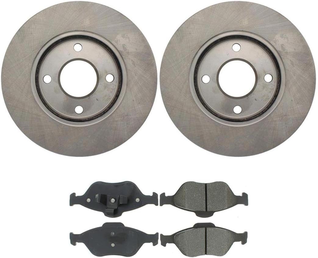 4X Front Brake Kit - Brake Pads and Rotors Kit Automotive Replacement Brake Kits for Ford EcoSport 2012 2011 2010 2009 2008 2007 2006 2005 2004 for Ford Fiesta 2009 2008 2007 2006 2005
