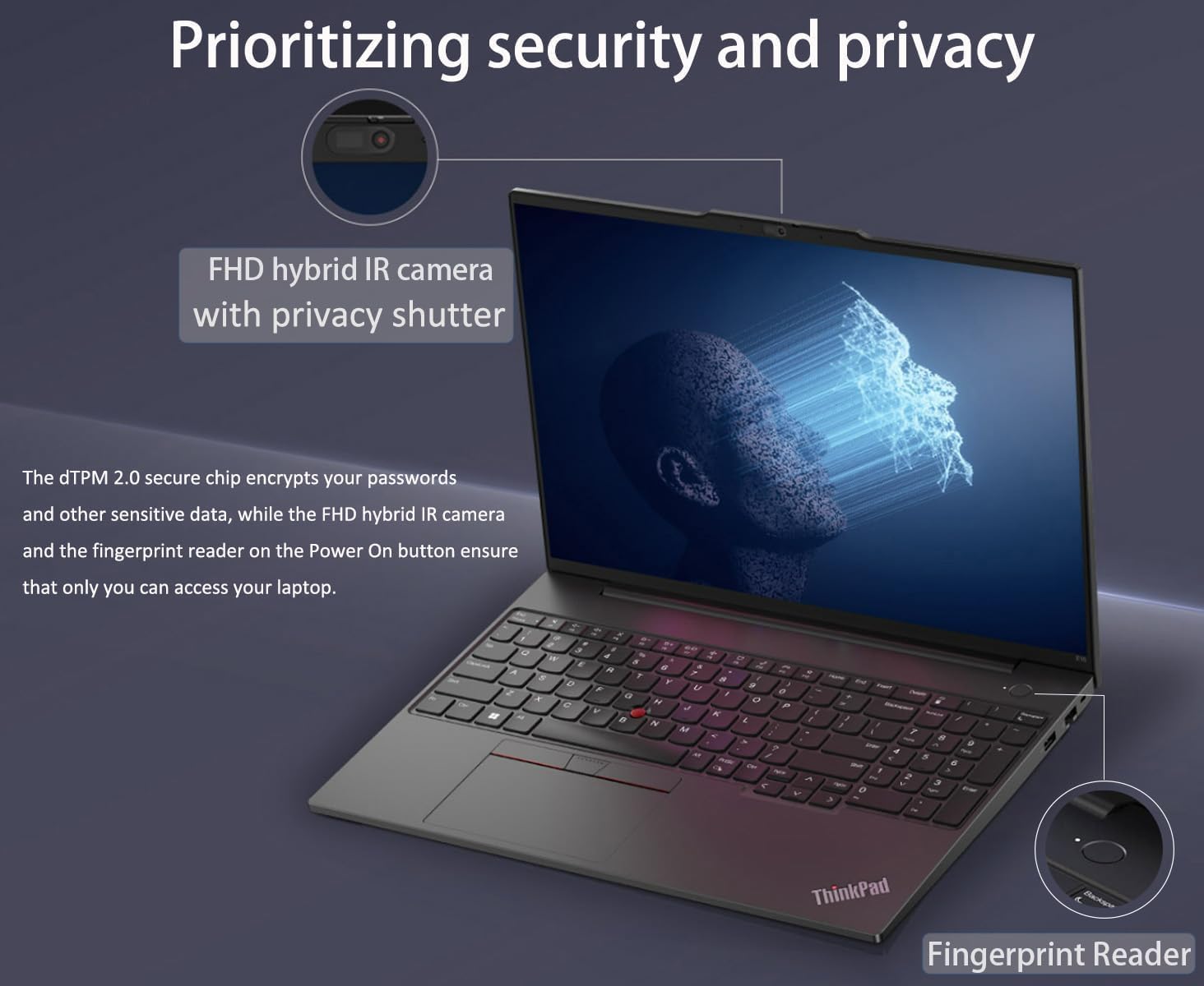 Lenovo ThinkPad E16 Gen 3 AI Business Laptop 16' IPS FHD+ Display (AMD Ryzen 5 230 (> Ryzen 5 7535U), 16GB DDR5, 1TB SSD, Fingerprint, Thunderbolt 4, Backlit, 5MP RGB Webcam, Win11Pro) with Copilot