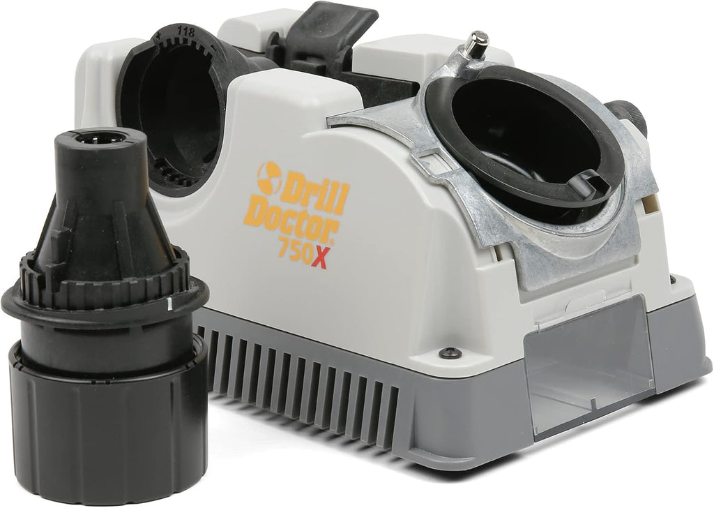 Drill Doctor DD750X Electric Drill Bit Sharpener, 3/32-3/4' High-Speed, Portable - Steel, Masonry, Carbide, Cobalt, Tin-Coated Bits, Adjustable Angles
