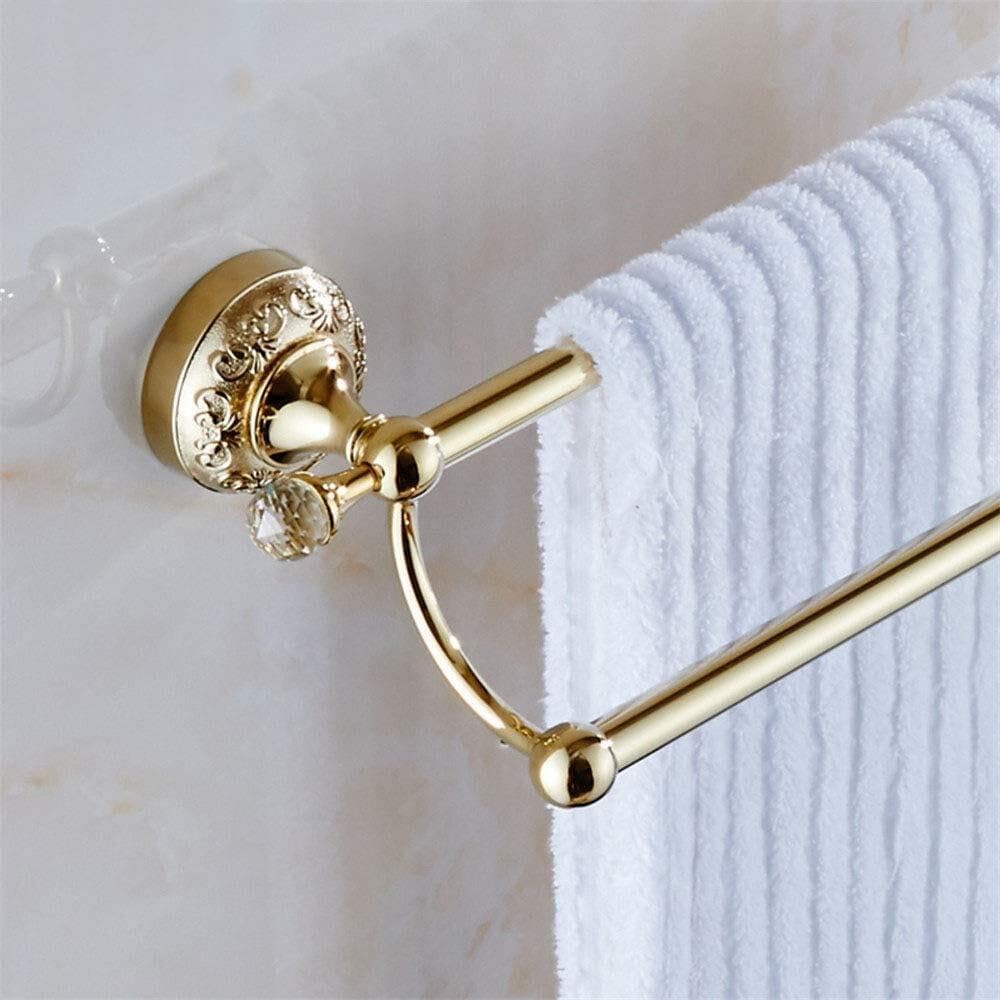 Gold Crystal Towel Rack, 55cm Double Pole Wall-Mounted Towel Bar, Rust-Proof, Heavy Duty