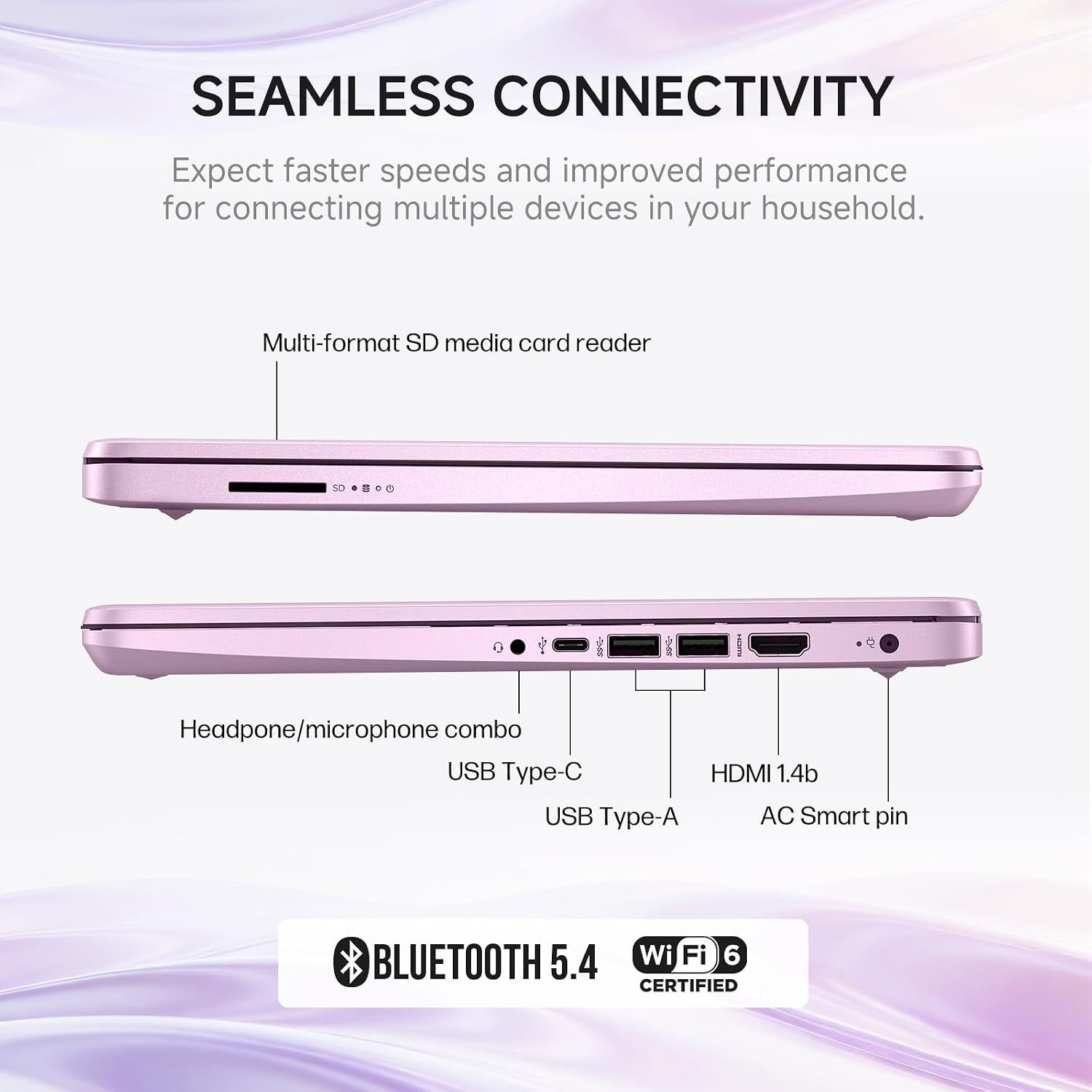 HP 2026 14 inch Laptop Computer, Copilot AI, Intel N150, 16 GB RAM, 512 GB Storage(128GB UFS+256GB MSD+128GB UFD), 1-Year Office 365, WiFi 6, Ultra Light, Portable, Windows 11 Pro, Honey Lavender