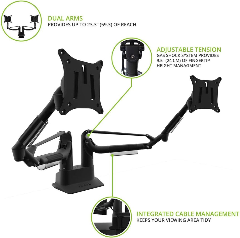 Kanto DMS2000 Dual-Monitor Desktop Mount for 17' - 32' Displays with Gas-Shocks (Black)