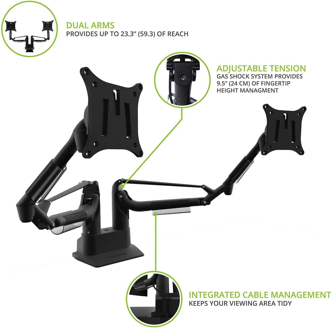 Kanto DMS2000 Dual-Monitor Desktop Mount for 17' - 32' Displays with Gas-Shocks (Black)