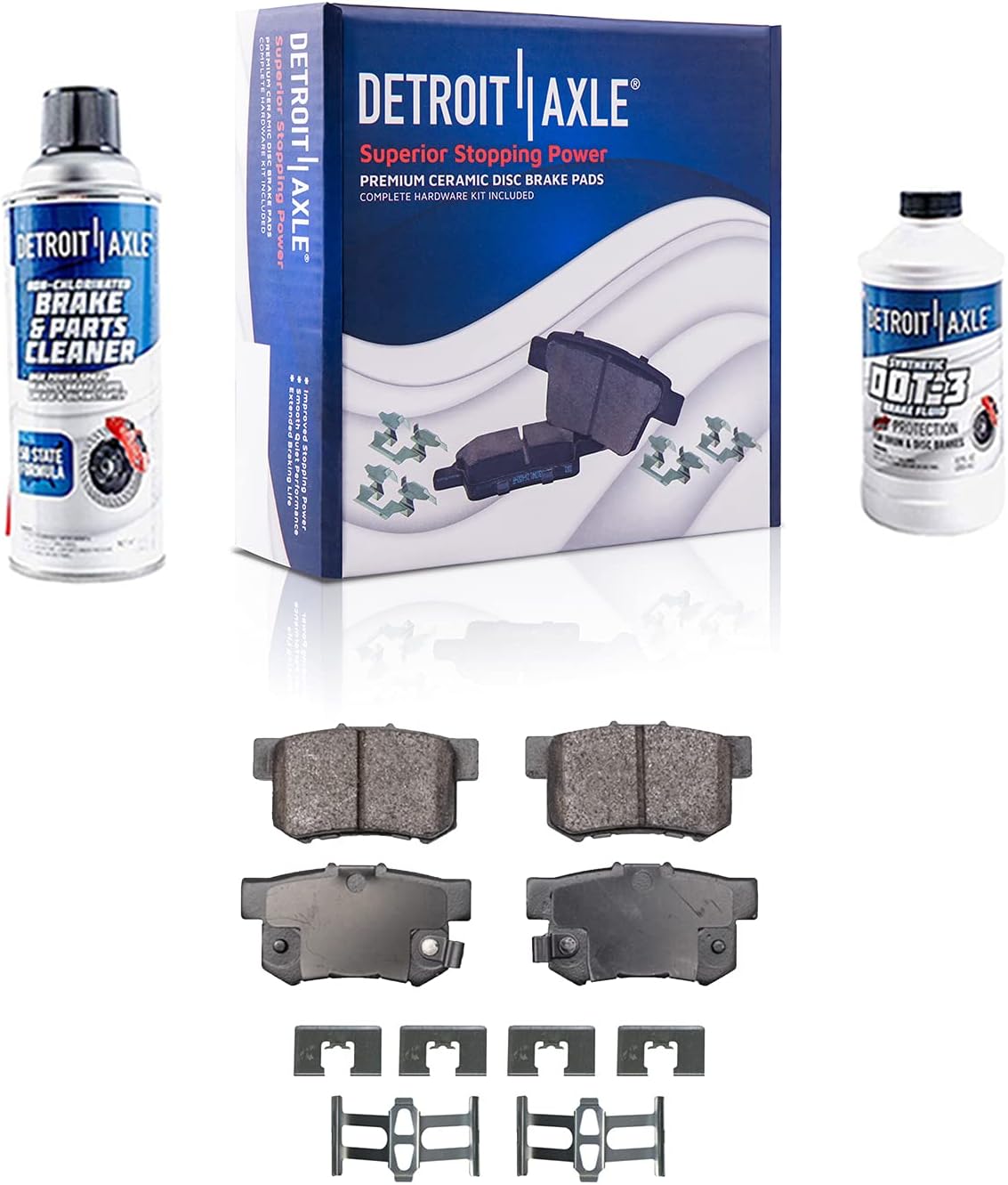 Detroit Axle - Rear Disc Rotors + Brake Calipers + Ceramic Brake Pads Replacement for 2004-2008 Acura TL Honda Element - 8pc Set